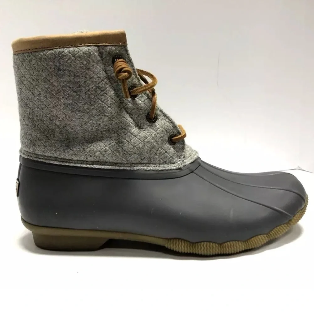 Sperry Women’s Saltwater Duck Boots Waterproof Gray, Size 10M